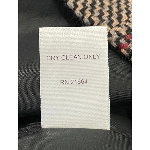 Talbots Plaid Wool Button-Up Blazer Tan Black Houndstooth 8 Petite Pea Coat - Picture 9 of 9